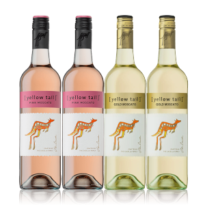 Buy 3+1 Promo: 2x Yellow Tail Pink Moscato and 2x Yellow Tail Gold Moscato 750ml (Naked Only - No Box Total 4 Bottles)