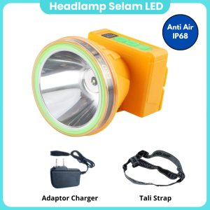Senter Kepala Selam Lampu LED Super Terang Waterproof Headlamp Lithium Outdoor Diving Flash Light Berkemah
