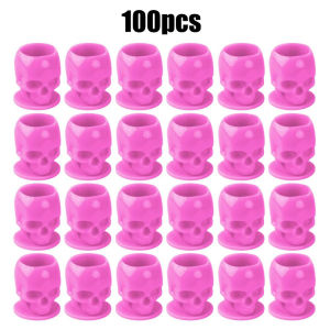 100/200pcs Disposable Skull Tattoo Ink Cups With Base Self-stand Coloring Cup Permanent Makeup Pigment Holder Container Cap Tattoo Accessory Supplies