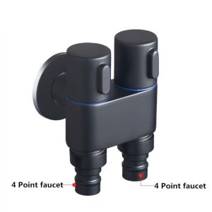 QUITE Black G1/2 Mini Multifunctional Angle valve Alloy One In Two Out Dual Control Washing Machine Tap Toilet Triangular Angle valve