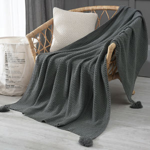 Ins Nordic Style Knitted Sofa Blanket Air Conditioning Blanket Napping Blanket with Tassels