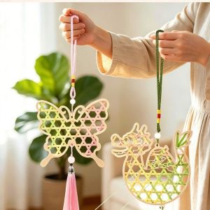 TIMOTHEAM Zongzi Bamboo Pendant Material Kit Cat Butterfly Handmade Hanging Ornaments DIY Package Fish Bamboo Woven Ornaments Dragon Boat Festival