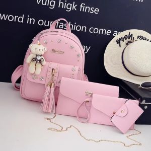 Bossbag - COD - TAS RANSEL WANITA TERBARU 2020 - TAS WANITA SET 4IN 1 - TAS RANSEL FASHION KOREA - TAS GENDONG - TAS PUNGGUNG - TAS BAHU WANITA - TAS RANSEL BAHU WANITA - TERLARIS