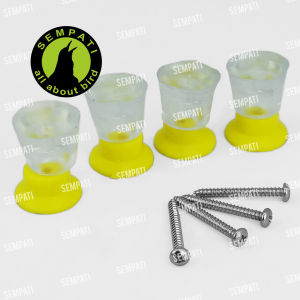 SEMPATI Kaki Tebok Sangkar Kotak 1PCS Isi 4 Karet + Topi Kaki Tebok Mute Kandang Burung Kaki Tebok Variasi Sangkar Double Anti Pecah KT4B