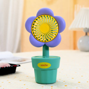 Cozyi COD️ พัดลมพกพา Mini Fan รูปทรงดอกไม้ ปรับได้ 3 ระดับ USB ชาร์จแบบพกพา
