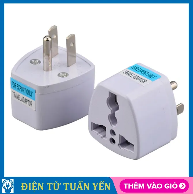 Phích cắm chuyển đổi chân cắm 2 dẹp 1 tròn kiểu B, chất liệu nhựa ABS ...