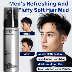 Mens Refreshing Fluffy Soft Hair Mud Matte Wax Natural Styling Hair Clay Cologne Hair Cream No White Flakes