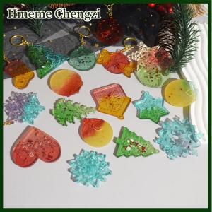 Hmeme Christmas Resin Mold Christmas Ornaments Silicone Mold For Epoxy Resin 6 Cavities Large Pendant Molds DIY Resin Crafts Jewelry