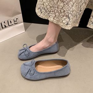 [Free Shipping] 4143 Plus Size WomenS Shoes Single Shoes Bowknot Flat Shallow Toe New Style Gentle Spring Slip-On