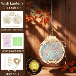ainachu lantern chinese灯笼 traditional 中秋节灯笼 Glowing Wishing Bottle DIY Handmade Traditional Chinese Star Lamp Wooden Lantern Kit Creative Luminous Hanging Decor Moon Festival