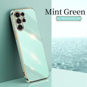 S24Ultra Casing For Samsung Galaxy S24 Ultra S24 Plus S24 S23 Ultra S23 Plus S23 S23FE 5G Phone Case TPU Soft 6D Electroplate Frame Shockproof Plating Silicone Back Cover