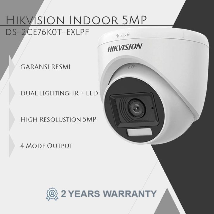 HIKVISION CCTV Kamera Indoor 5MP DS-2CE76K0T-EXLPF Camera Dome Dual Light  Lazada Indonesia