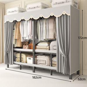 Clothes Cabinet Cupboard For Clothes Closet Cupboard Cabinet Wardrobe For Clothes Modern Closet Thickened Full Steel Frame Cloth Wardrobe Bedroom Rental Room Storage Layered Artifact Cabinet Closet Cupboard Cabinet Wardrobe For Clothes
