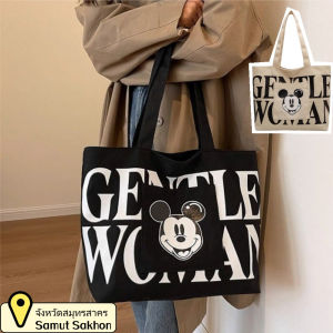 Belfoyer 【สต็อกท้องถิ่น】Gentlewomanกระเป๋าผ้าใบจดหมาย กระเป๋าไหล่ขนาดใหญ่ของผู้หญิง กระเป๋าซิป