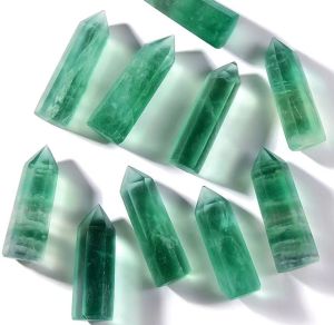 หอคอยคริสตัลฟลูโอไร-หินฟลูออไรต์สีฟลูออไรต์สีเขียวและสีรุ้ง-หินบำบัดสำหรับ Relief วิตกกังวลการทำสมาธิ & พลังงานบวกของขวัญ Relief ความเครียด