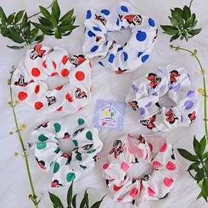 Cột vải scrunchies chấm bi mickey nhiều màu xịn hịn buộc tóc nữ phụ kiện tóc bé gái xinh xắn - thương hiệu Vợ Chồng Tôi