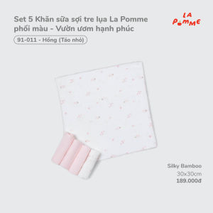 K001 Set 5 Khăn sữa sợi tre lụa La Pomme phối màu-Vườn ươm hạnh phúc (30x30cm) - Sợi tre và cotton mềm mướt thấm hút