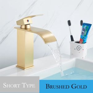 Wholesale And Retail Waterfall Bathroom Basin Faucet Chrome Deck Mount Vanity Vessel Sinks Mixer Tap Cold Hot Water Mixer Tap For Bathroom
