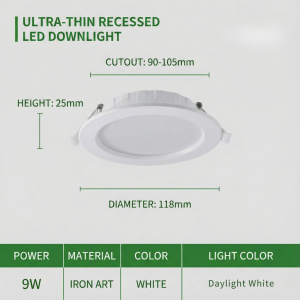 New Home 9W 12W LED Panel Light Round Daylight White Ceiling Downlight Energy Saving