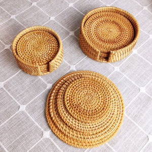 OXO Vietnam Autumn Rattan Plaited Coasters Suits   Tea Mat Cup Saucer Tea Ceremony Tea Set   Iron Pot Heat Proof Mat Kettle Mat Purple Sand Teapot Holder