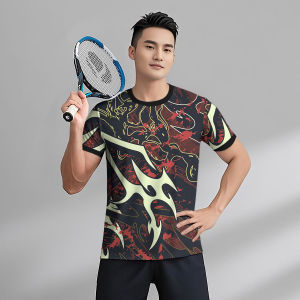 [Local Stock] VCC Fashion Quick Dry Breathable Mens T Shirt Outdoor Badminton Tennis Sports Jerseys Casual O-neck Short Sleeve Summer Loose Tops