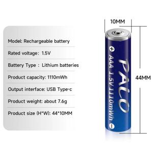 PALO AA /AAA1.5V USB Rechargeable Battery 3600mWh/11100mwh Type C Fast Charging Free 4 in 1 Charging Cable and Storage Box