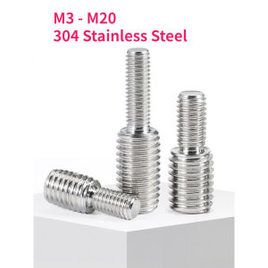 304 Stainless Steel M3 M4 M5 M6 M8 M10 M12 M14 M16 M20 Thread Adapter Male to Male Conversion Double Head Transfer Screw Bolt