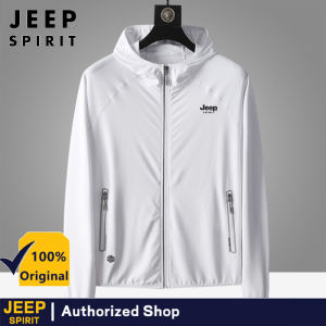 JEEP SPIRIT Mens Sun Protection Clothing Thin Jacket Coat Sunshade UV Protection Hoodie Fishing Clothing Travel Outdoor Jackets