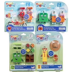 Numberblocks 1-4 Figure Packs: One and Two Bike Terrible Twos Threes Picnic Party Four’s Flower Garden