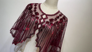 Sequins Shawls Cocktail Tea-Party Evening Dress for Girls Gatsby Accessories 1920s Flapper Beaded Shawl Gatsby Shrug