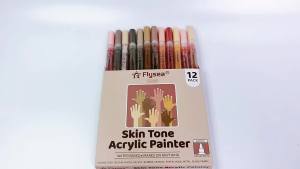 12 Pack Skin Tone Markers 3.0mm Tip Acrylic Skin Color Colors Paint Markers for Painting on Rocks Tiles Glass CeramicWoodSketch Portrait Drawing Acrylic Paint Marker