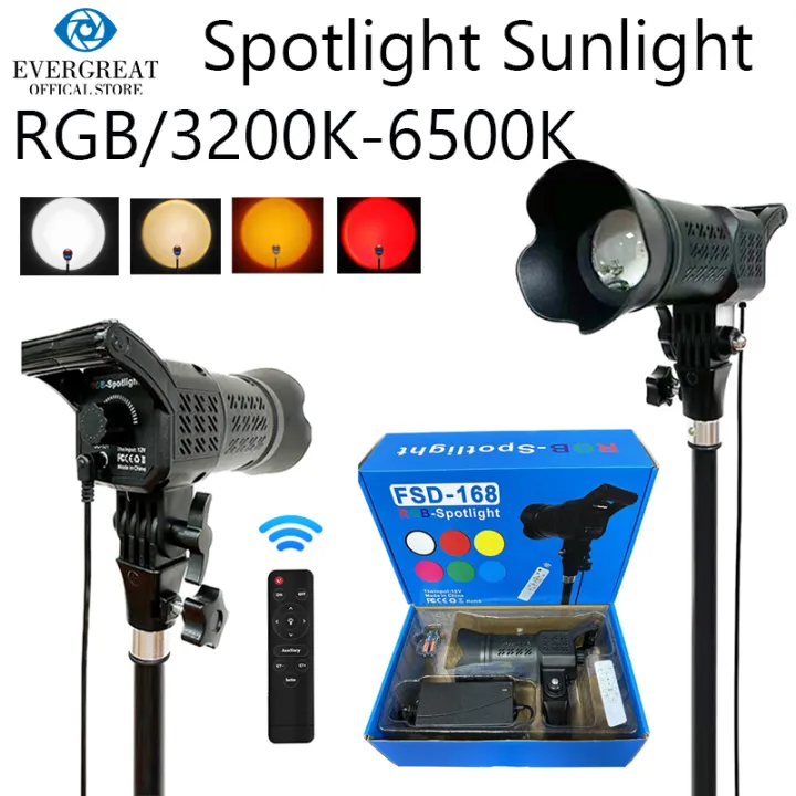 FSD-168 24W RGB Spotlight Lights Color Studio Lens Zoom Continuous Photography COB Lighting