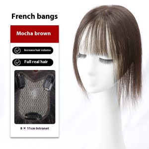 8X11-25CM 100% Human Hair Piece Black And Mocha Brown Hair Topper Hair Replacement Cover White Hair Breathable And Lightweight Wig Increase Hair Volume For Woman