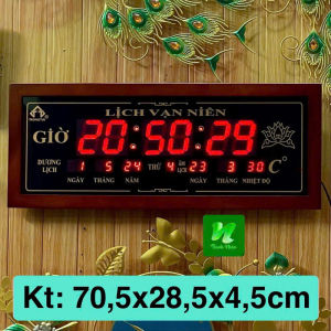 Đồng hồ LED LỊCH VẠN NIÊN khung gỗ TRỌNG TÍN MH8039 size 72x5x30cm đẹp sang trọng