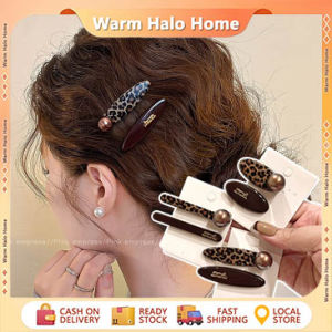 2Pcs Retro Round Shape Leopard Printed Hairpin BB Barrettes Clips Accessory