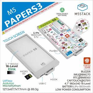 M5Stack Official M5Papers3 ESP32S3 Development Kit(960X540 4.7" elnk display 235 ppi)