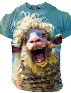 [Local Stock] VCC Funny T Shirt Short Sleeve T shirt 3D Print O-Neck Shirt Exaggerated Designer Party Summer Casual Clothing Apparel Mens Animal