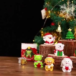 Merry Christmas resin Action Figurinescute elk Christmas tree desktop ornaments Santa Claus decoration for childrens gifts