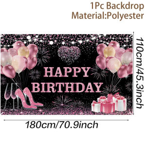 【Reusable】180*110CM Green Gold Happy Birthday Banner Polyester background cloth Party Decorations