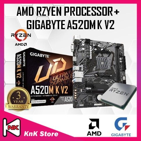 Gigabyte A520M K V2 A520 AM4 DDR4 Motherboard AMD RYZEN