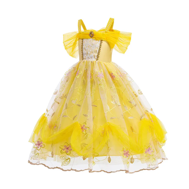 MQATZ Princess Belle Dress for Girl Kids Floral Ball Gown Child