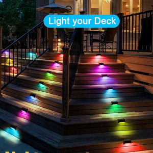 LED RGB Cầu thang năng lượng mặt trời Đèn năng lượng mặt trời Không thấm nước ngoài trời cho hàng rào Cầu thang bước sân vườn Lối đi trang trí sân hiên