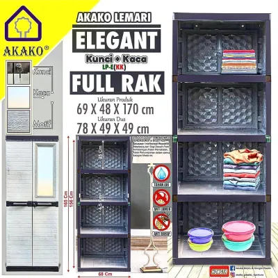 Lemari Plastik Akako ELEGANT Lemari Gantung Cermin Kaca Rak Full JUMBO BESAR
