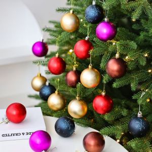 YERZ 6Pcs 6cm Mirrored Christmas Balls Hanging Red/Blue Snowflake Christmas Ball Photography Props Decorative Christmas Tree Pendants for Home