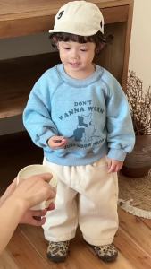 Korean-style childrens clothing 2025 New autumn and winter baby boys thickened sweatshirt and fleece pants set