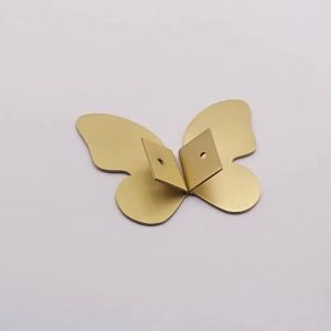 1 Pair Sturdy Butterfly Shaped Metal Finger Pulls Brushed Finish Drawer Cabinet Handles With Symmetrical Design Knobs For Dressers Wardrobe Vanity Storage Jewelry Boxes Includes Screws
