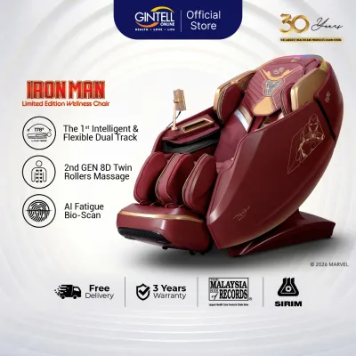 GINTELL Marvel Iron Man Ergonomic Massage Chair with Built-In Screen and Heated Cushions