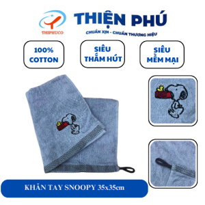 Khăn Tay Cotton Thiện Phú Thêu Hình Snoopy 35x35cm - Siêu mềm siêu cute dùng cho bé & người lớn
