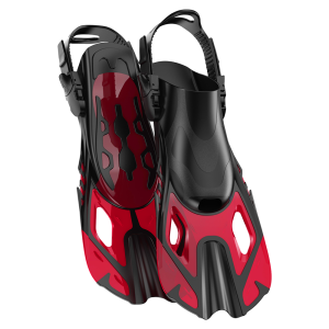 ครีบดำน้ำตื้นหัวเข็มขัดแบบปรับได้มือกบตีนกบซิลิโคนรองเท้าดำน้ำสั้นสำหรับผู้เริ่มต้นขนาดส้นเปิดหัดว่ายน้ำ