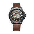 Jeep Watch Skeletonized Watch for Men Automatic Mechanical Watch Business Waterproof Watch Leather Strap Luminous Large Dial Watch. 